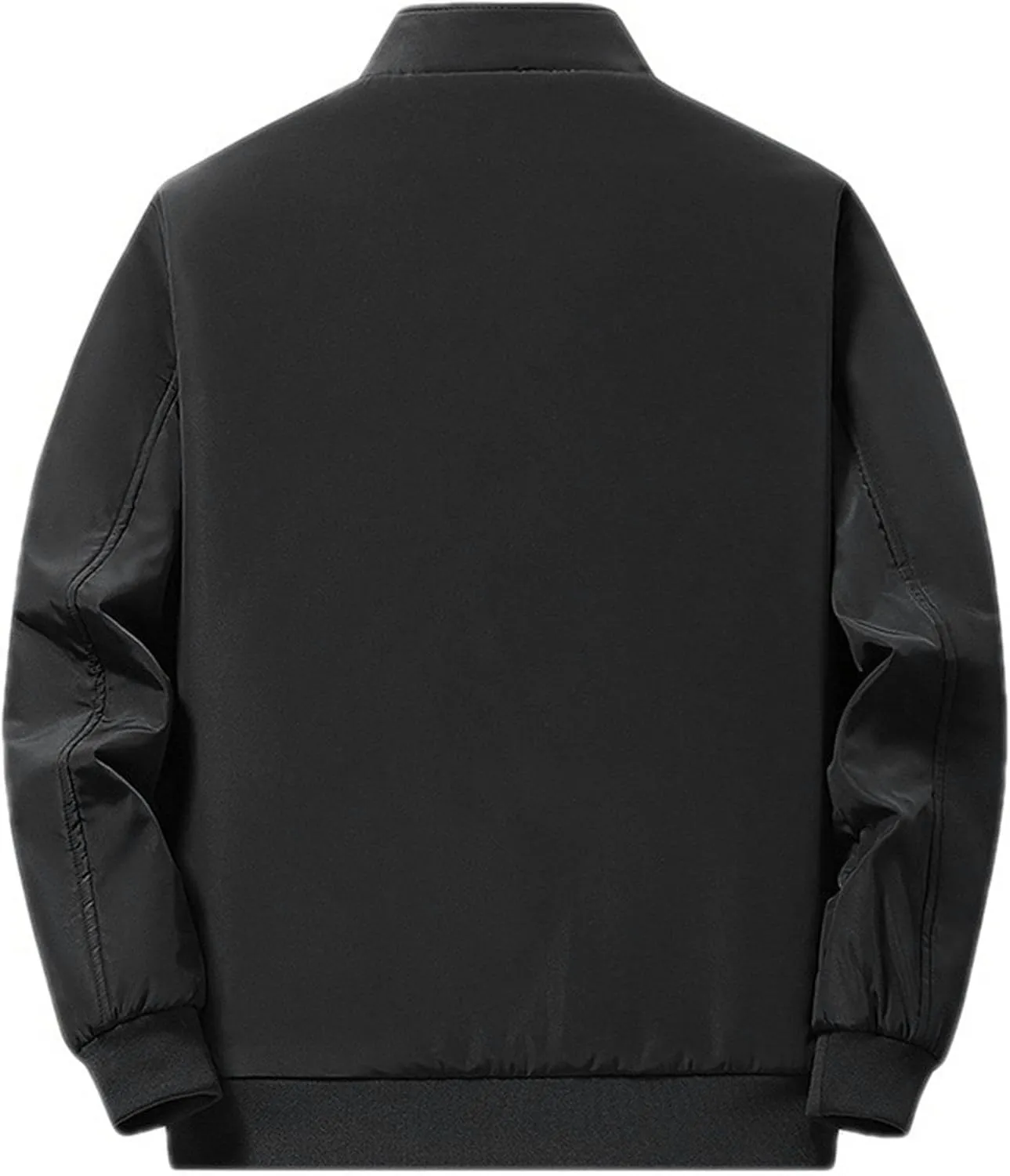 Men's Zipper Quilted Lined Bomber Jacket Stand Collar Warm Winter Padded Coat Windproof Casual Cotton Windbreaker