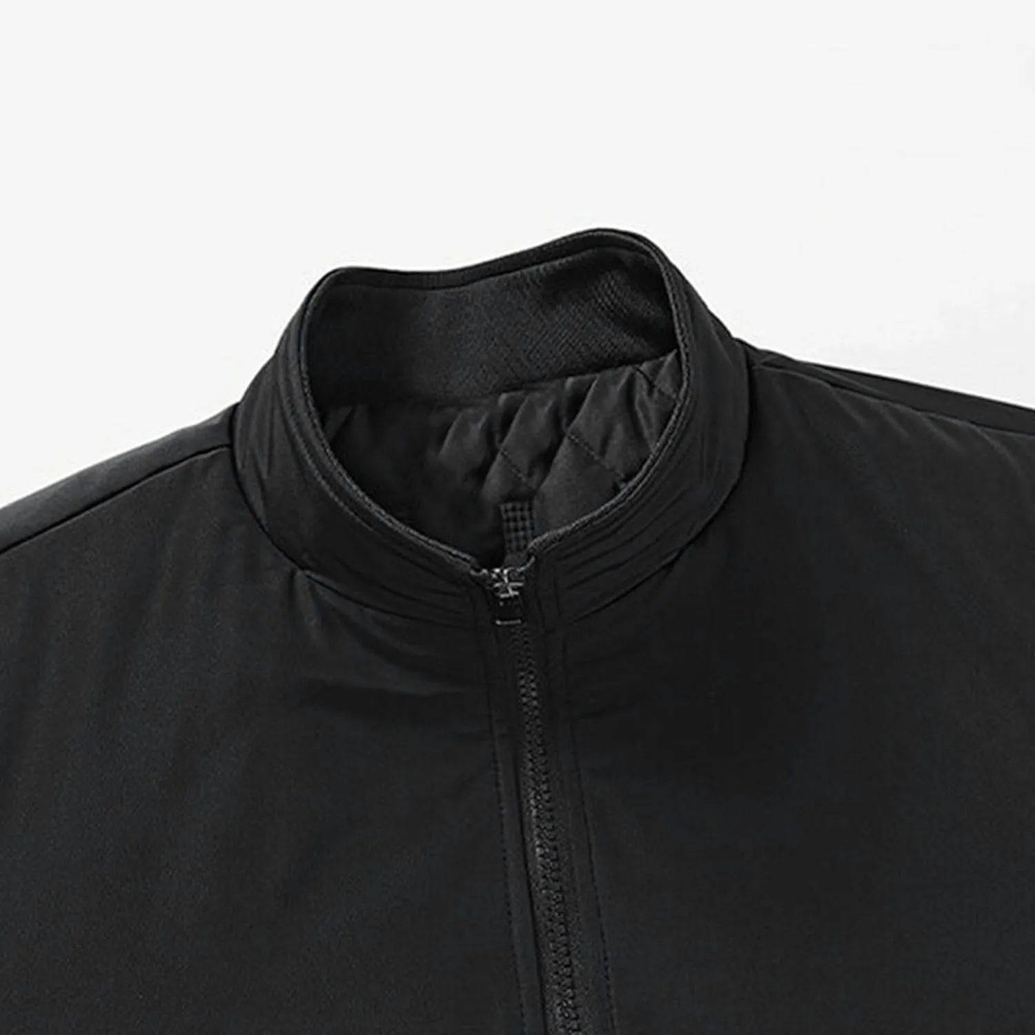 Men's Zipper Quilted Lined Bomber Jacket Stand Collar Warm Winter Padded Coat Windproof Casual Cotton Windbreaker