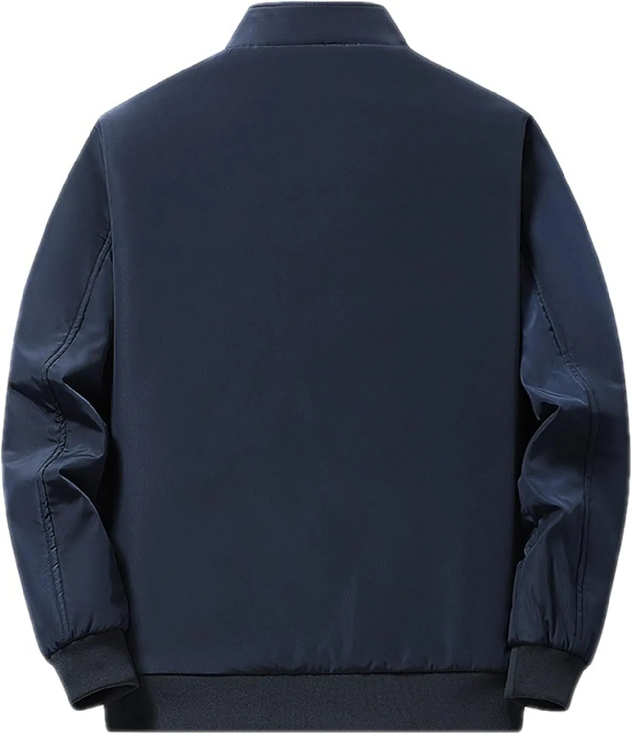 Men's Zipper Quilted Lined Bomber Jacket Stand Collar Warm Winter Padded Coat Windproof Casual Cotton Windbreaker