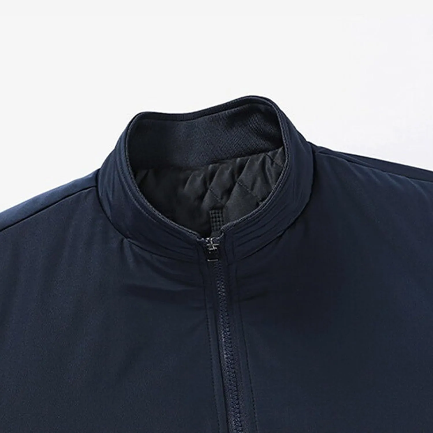 Men's Zipper Quilted Lined Bomber Jacket Stand Collar Warm Winter Padded Coat Windproof Casual Cotton Windbreaker