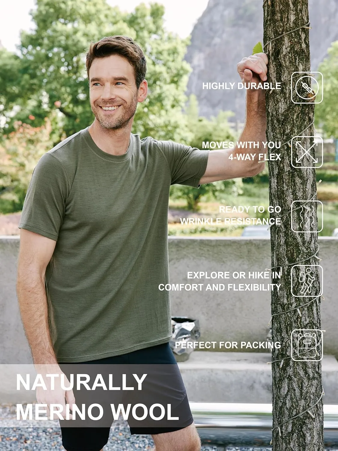 METARINO Mens Merino Wool T-Shirt Short Sleeve Athletic Tees Lightweight Base Layer Undershirt for Running,Workout