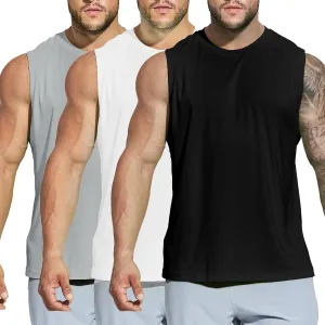MIER Men's Workout Tank Tops UPF 50  Swim Shirts Quick Dry Running Sleeveless UV Protection Muscle Tees