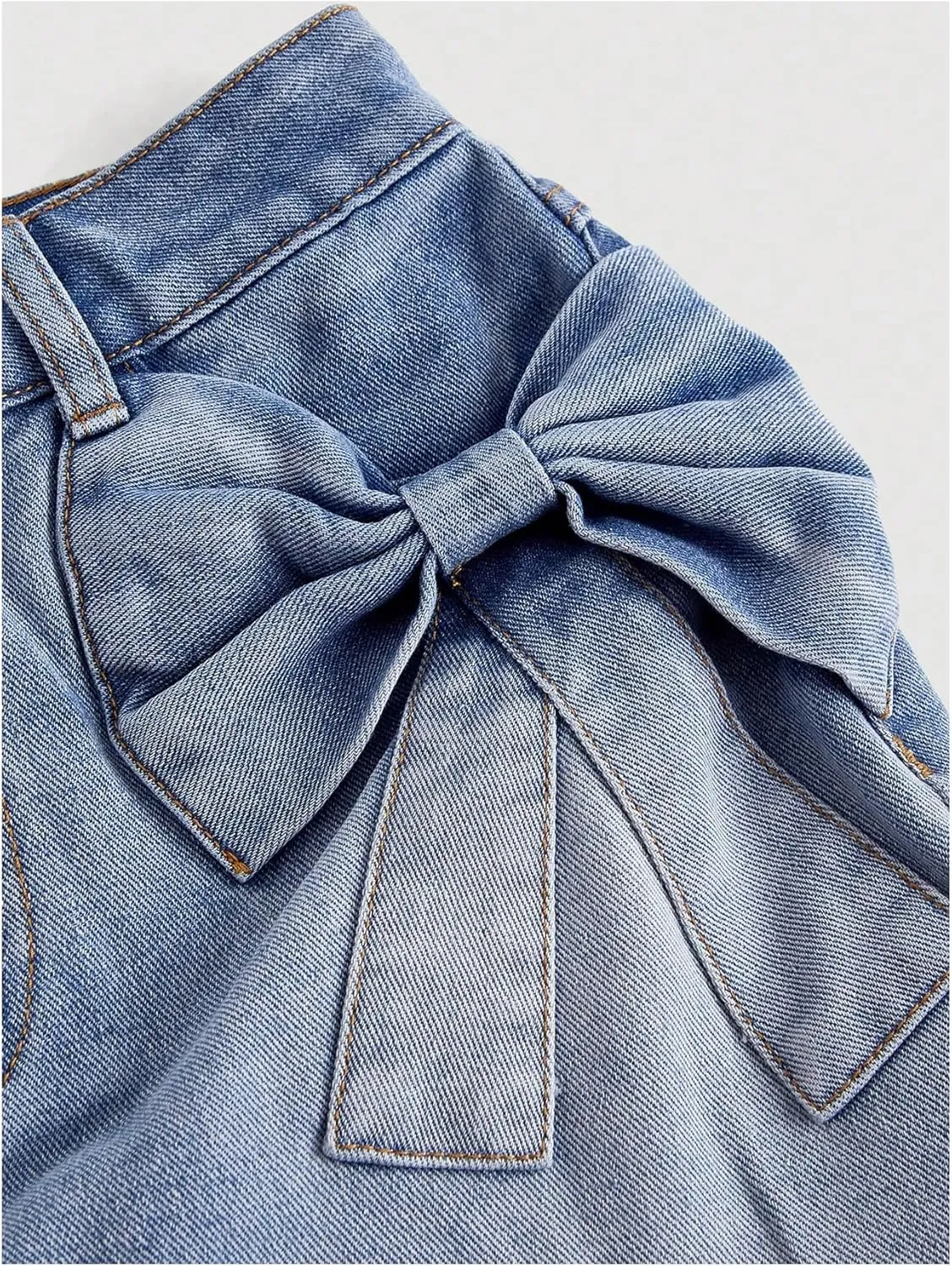 Milumia Women's Bow Knot Front Bodycon Denim Jean Mini Skirt with Pocket