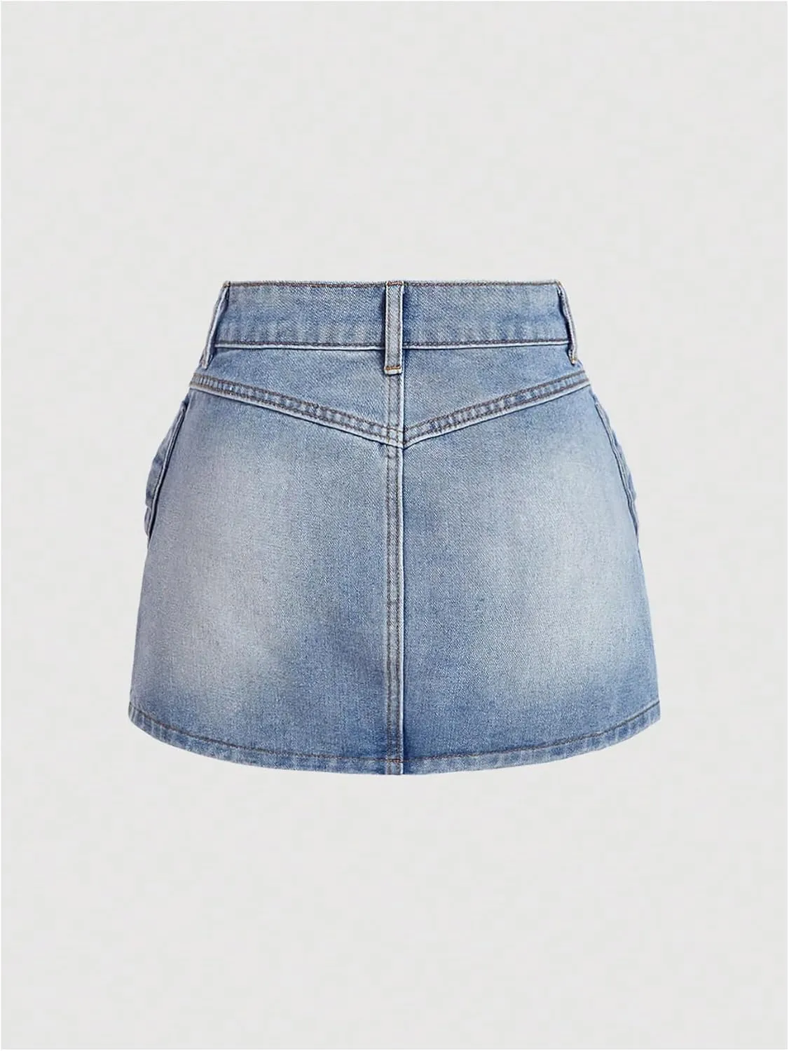 Milumia Women's Bow Knot Front Bodycon Denim Jean Mini Skirt with Pocket