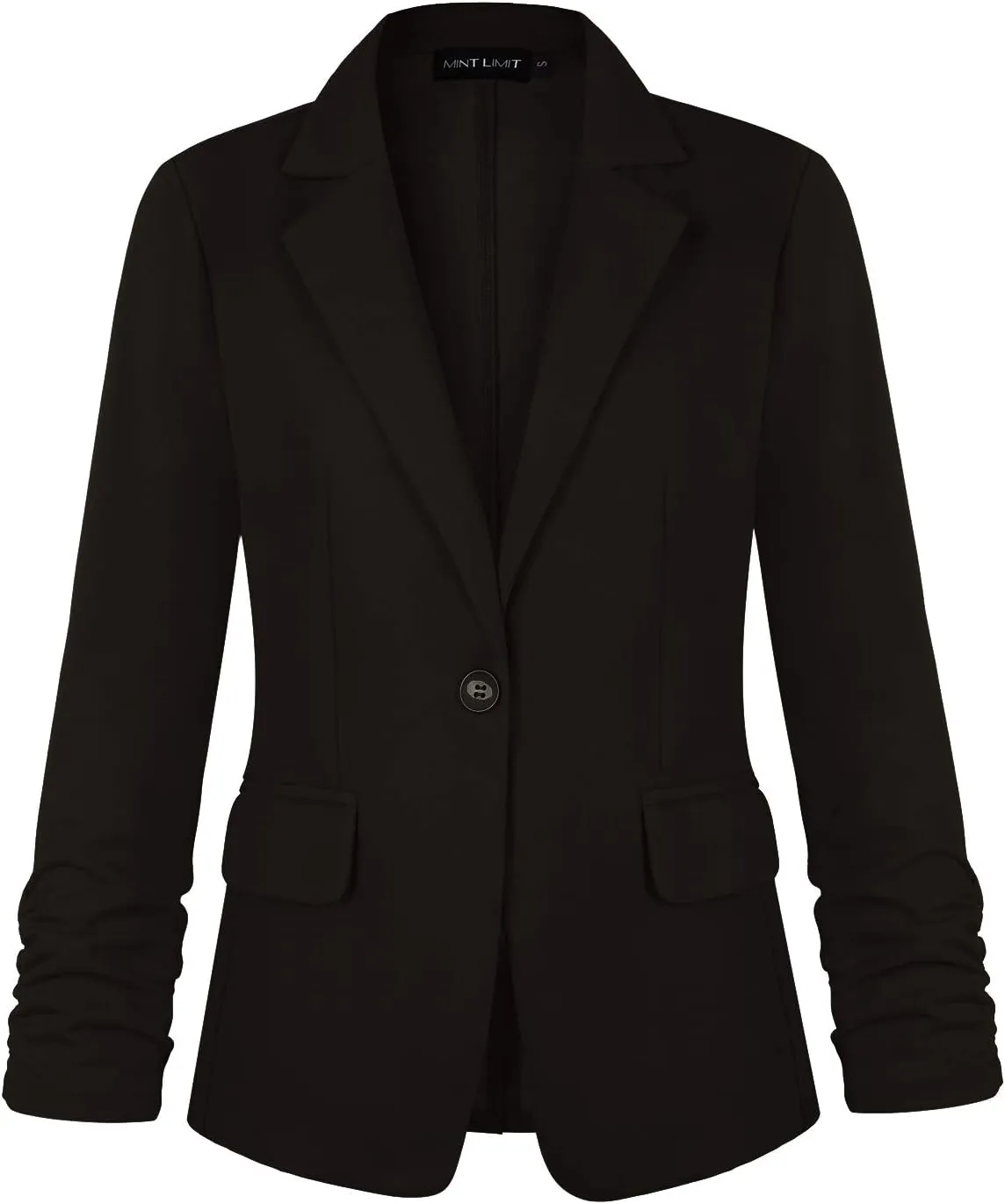 MINTLIMIT Women's 3/4 Sleeve Blazers One Button Work Office Blazer with Pockets
