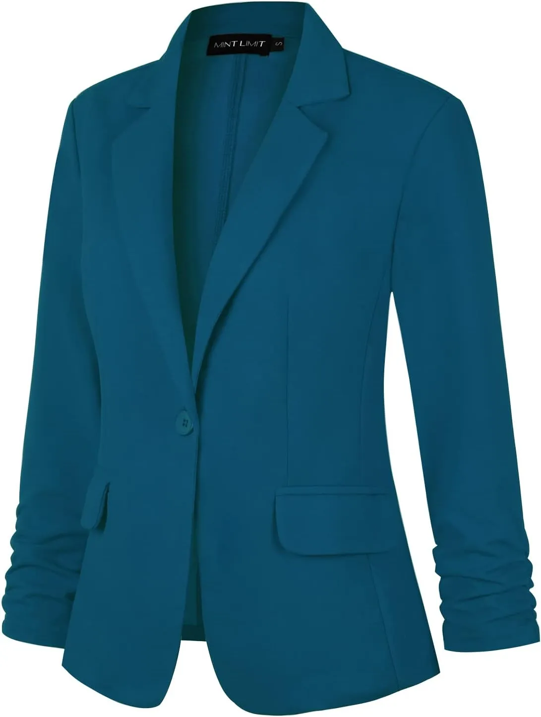 MINTLIMIT Women's 3/4 Sleeve Blazers One Button Work Office Blazer with Pockets