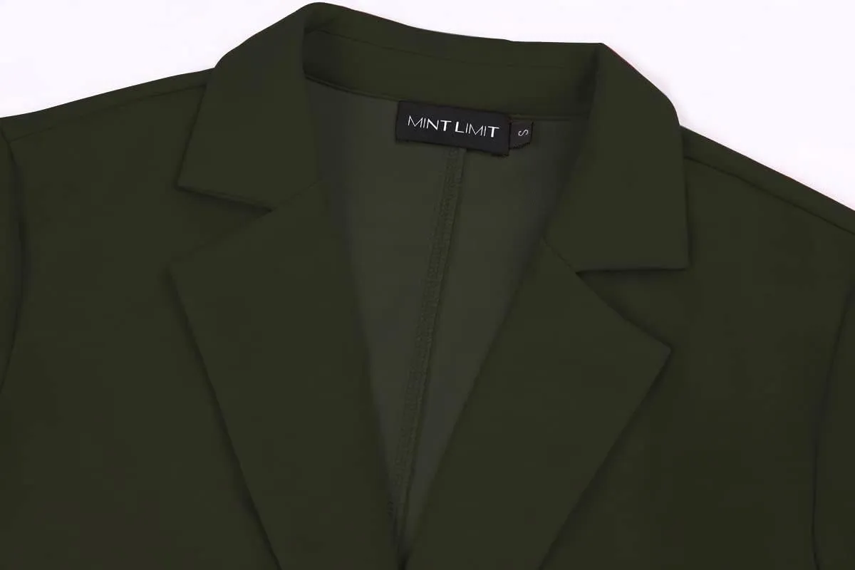 MINTLIMIT Women's 3/4 Sleeve Blazers One Button Work Office Blazer with Pockets