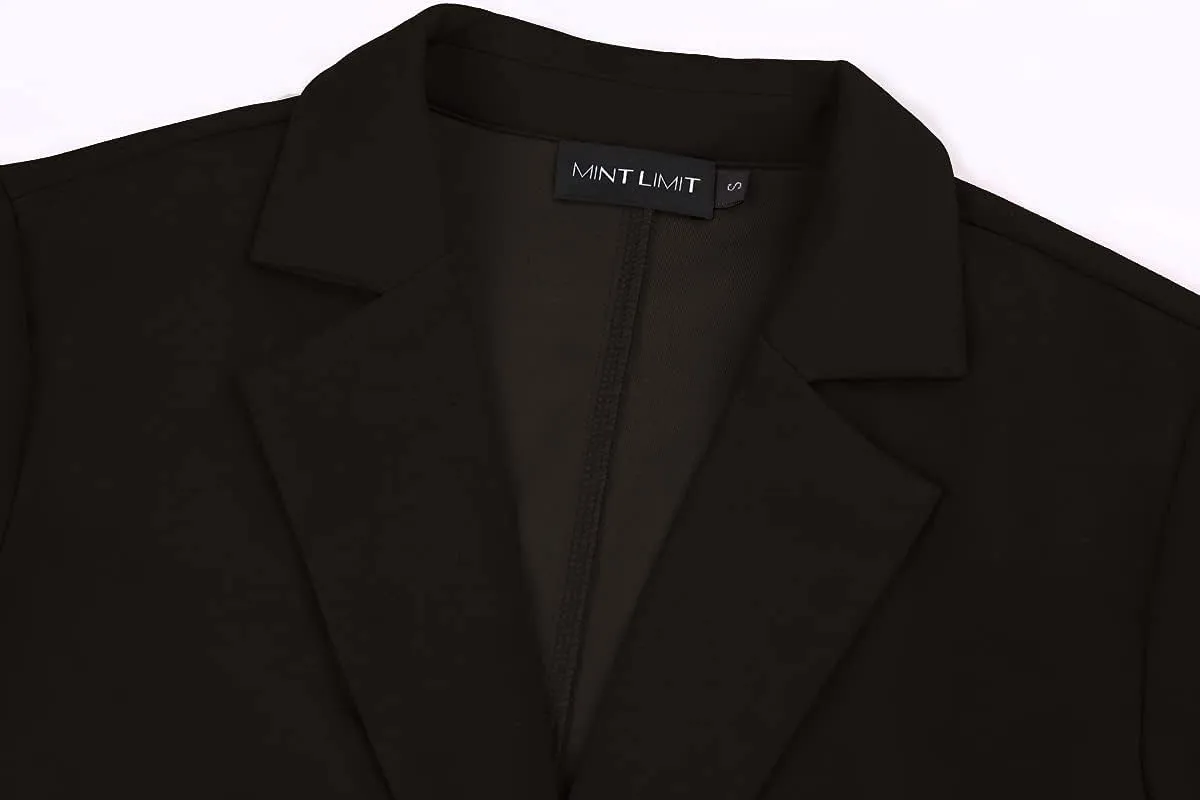 MINTLIMIT Women's 3/4 Sleeve Blazers One Button Work Office Blazer with Pockets