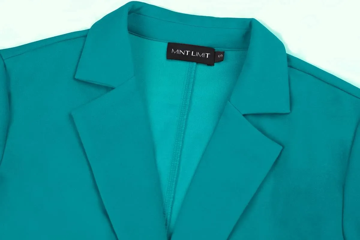 MINTLIMIT Women's 3/4 Sleeve Blazers One Button Work Office Blazer with Pockets