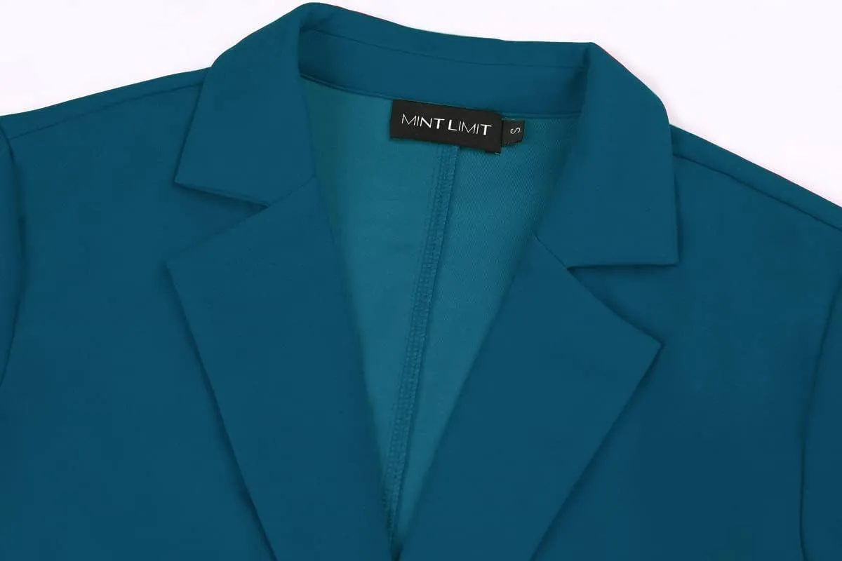 MINTLIMIT Women's 3/4 Sleeve Blazers One Button Work Office Blazer with Pockets