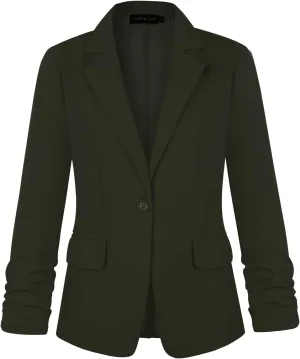 MINTLIMIT Women's 3/4 Sleeve Blazers One Button Work Office Blazer with Pockets