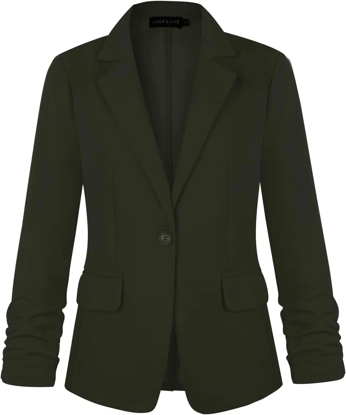 MINTLIMIT Women's 3/4 Sleeve Blazers One Button Work Office Blazer with Pockets