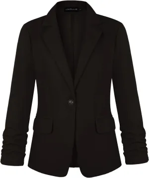 MINTLIMIT Women's 3/4 Sleeve Blazers One Button Work Office Blazer with Pockets