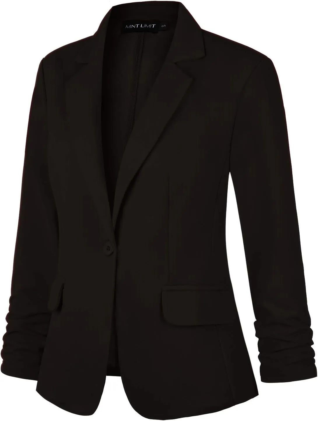 MINTLIMIT Women's 3/4 Sleeve Blazers One Button Work Office Blazer with Pockets