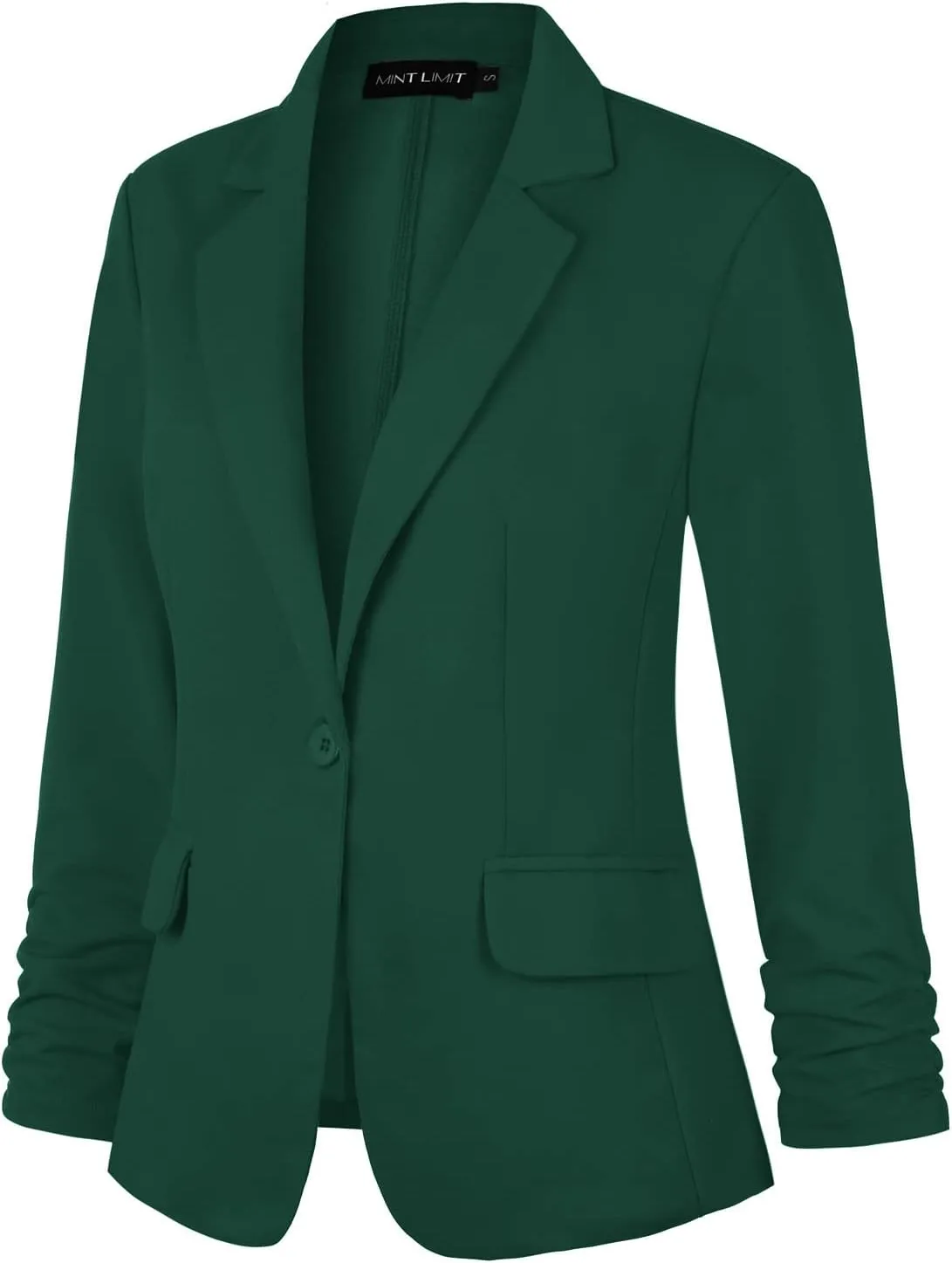 MINTLIMIT Women's 3/4 Sleeve Blazers One Button Work Office Blazer with Pockets