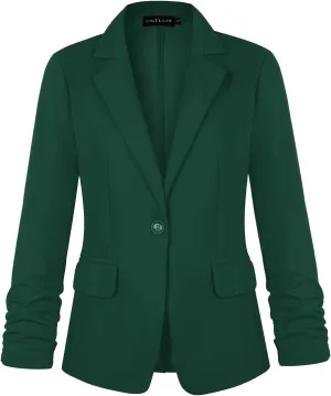 MINTLIMIT Women's 3/4 Sleeve Blazers One Button Work Office Blazer with Pockets