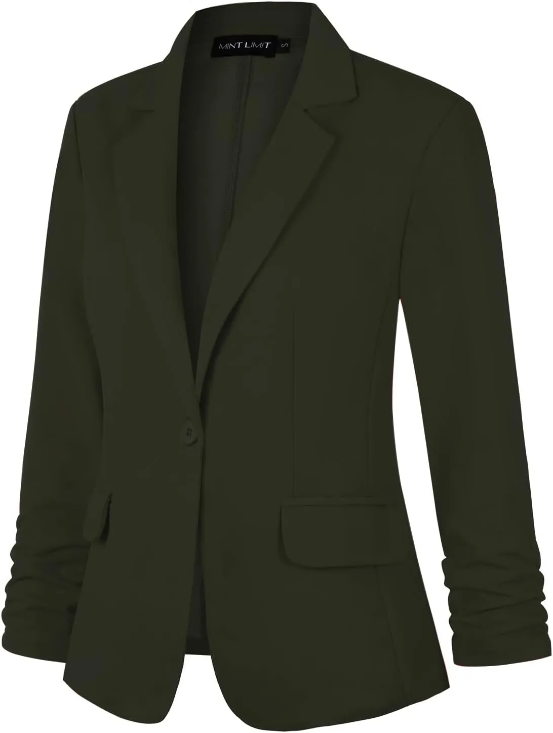 MINTLIMIT Women's 3/4 Sleeve Blazers One Button Work Office Blazer with Pockets