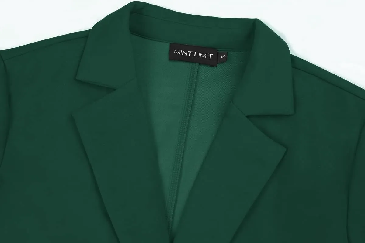 MINTLIMIT Women's 3/4 Sleeve Blazers One Button Work Office Blazer with Pockets