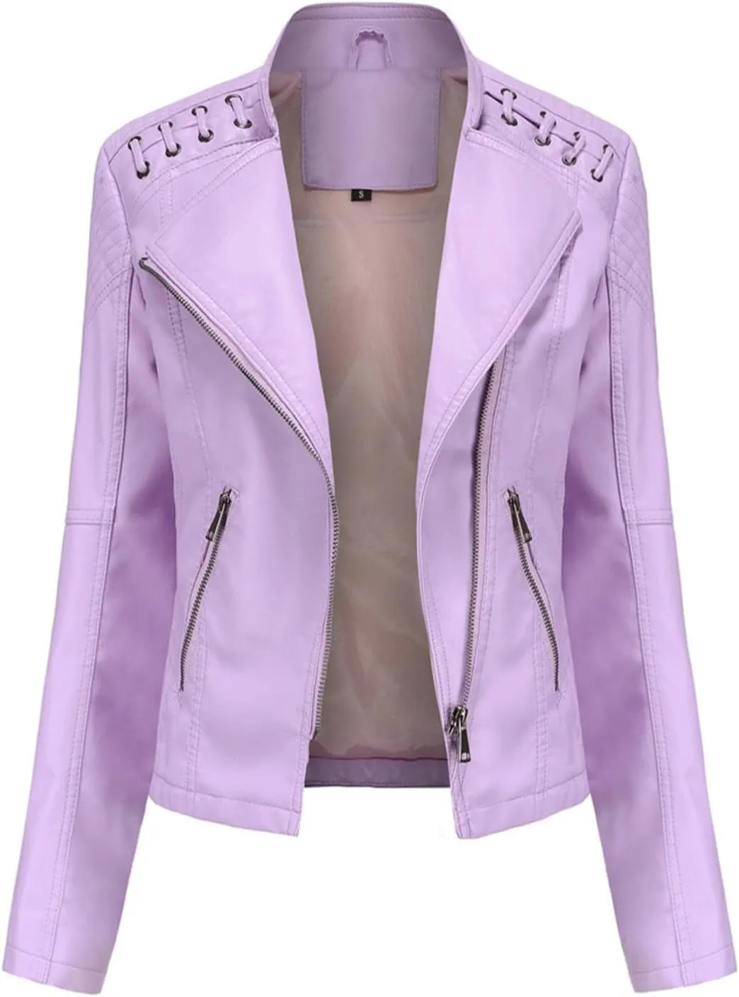 Miyaomn Casual Fall Pea Coat for Women Long Sleeve Stand Collar Cardigan Mid-Long Open Front Outerwear Office Business Jacket