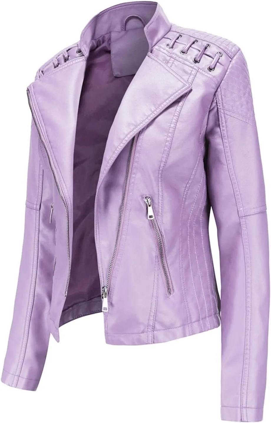 Miyaomn Casual Fall Pea Coat for Women Long Sleeve Stand Collar Cardigan Mid-Long Open Front Outerwear Office Business Jacket