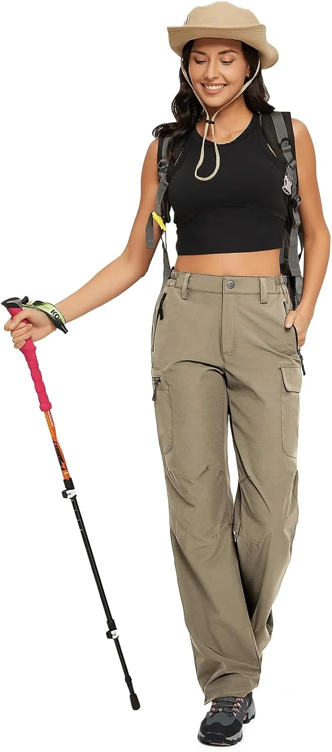 Moosehill Women's-Hiking-Pants-Cargo-Quick-Dry-Stretch-Lightweight Work Outdoor Pants with 5 Deep Pockets