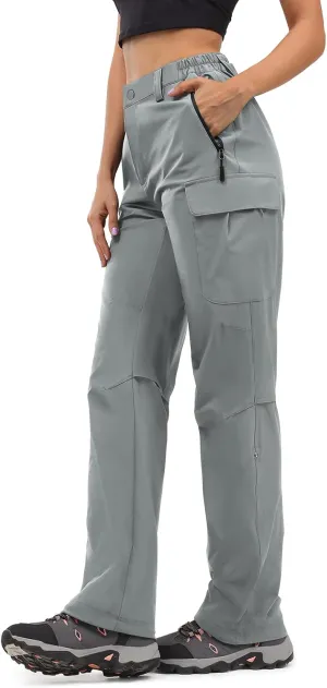 Moosehill Women's-Hiking-Pants-Cargo-Quick-Dry-Stretch-Lightweight Work Outdoor Pants with 5 Deep Pockets