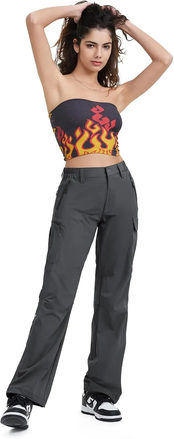 Moosehill Women's-Hiking-Pants-Cargo-Quick-Dry-Stretch-Lightweight Work Outdoor Pants with 5 Deep Pockets