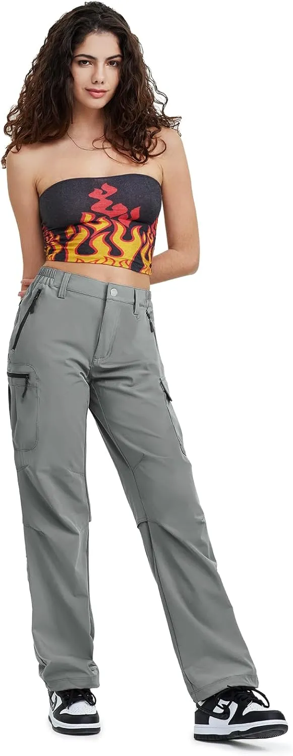Moosehill Women's-Hiking-Pants-Cargo-Quick-Dry-Stretch-Lightweight Work Outdoor Pants with 5 Deep Pockets
