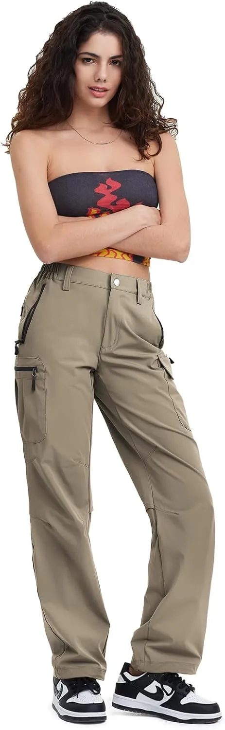 Moosehill Women's-Hiking-Pants-Cargo-Quick-Dry-Stretch-Lightweight Work Outdoor Pants with 5 Deep Pockets