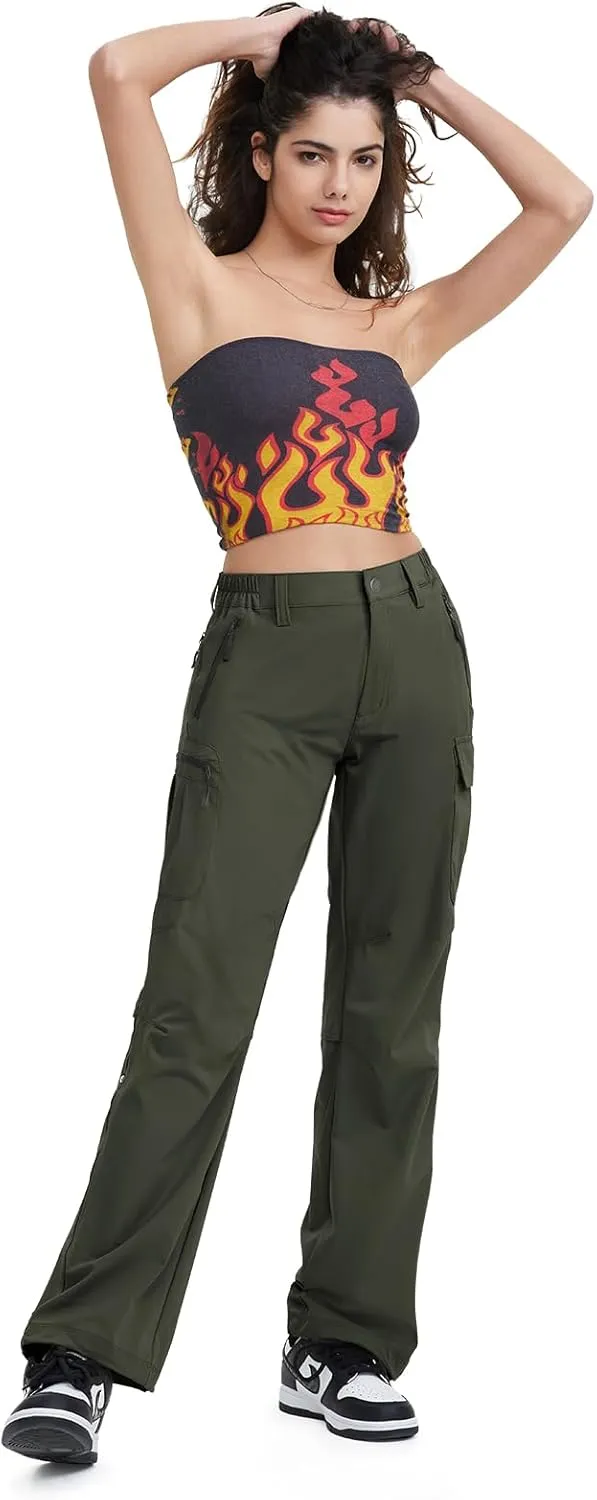 Moosehill Women's-Hiking-Pants-Cargo-Quick-Dry-Stretch-Lightweight Work Outdoor Pants with 5 Deep Pockets