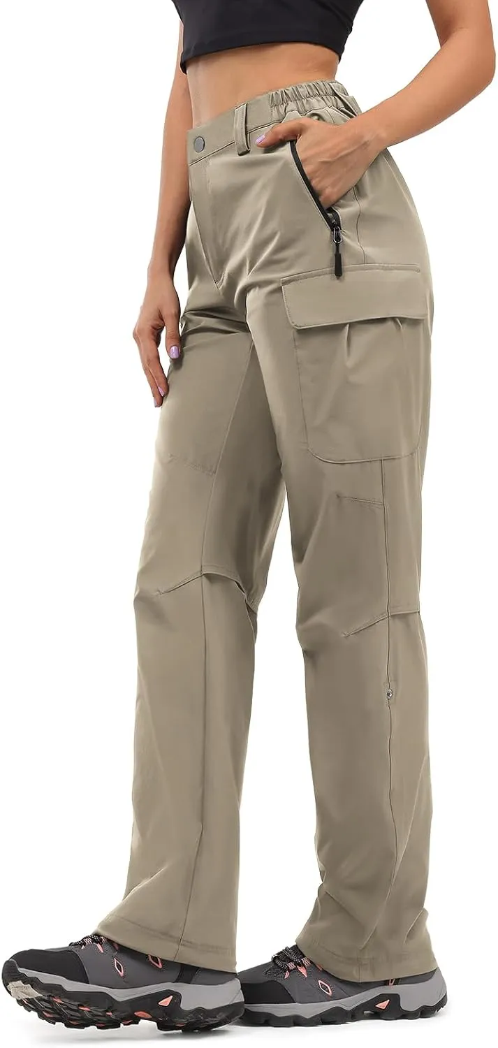Moosehill Women's-Hiking-Pants-Cargo-Quick-Dry-Stretch-Lightweight Work Outdoor Pants with 5 Deep Pockets