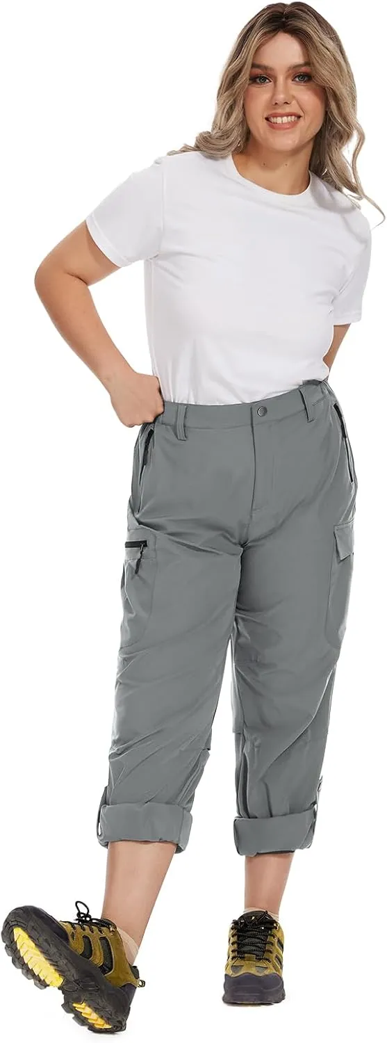 Moosehill Women's-Hiking-Pants-Cargo-Quick-Dry-Stretch-Lightweight Work Outdoor Pants with 5 Deep Pockets