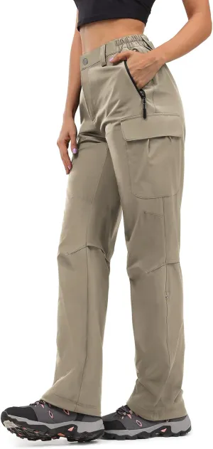 Moosehill Women's-Hiking-Pants-Cargo-Quick-Dry-Stretch-Lightweight Work Outdoor Pants with 5 Deep Pockets