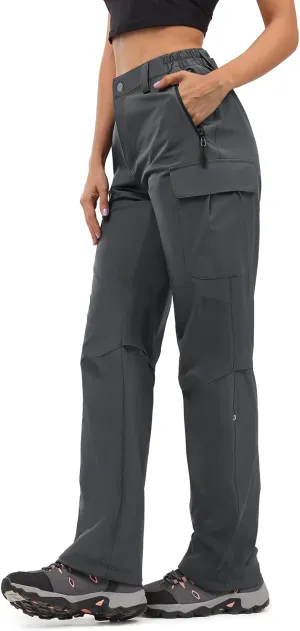 Moosehill Women's-Hiking-Pants-Cargo-Quick-Dry-Stretch-Lightweight Work Outdoor Pants with 5 Deep Pockets