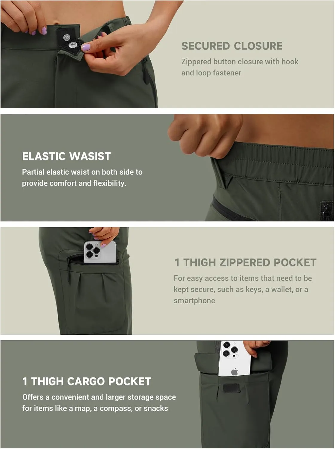 Moosehill Women's-Hiking-Pants-Cargo-Quick-Dry-Stretch-Lightweight Work Outdoor Pants with 5 Deep Pockets