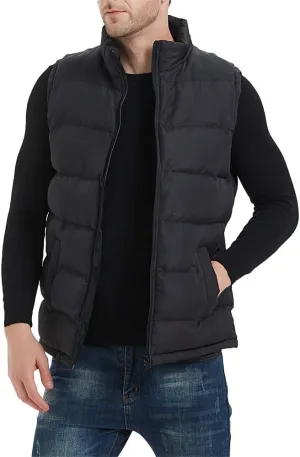Mywu Mens Spring Fall Vest Puffer Lightweight Stand Collar Quilted Sleeveless Jackets