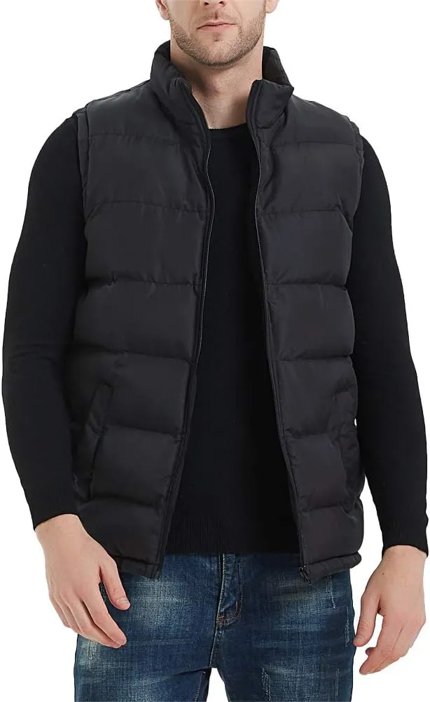 Mywu Mens Spring Fall Vest Puffer Lightweight Stand Collar Quilted Sleeveless Jackets