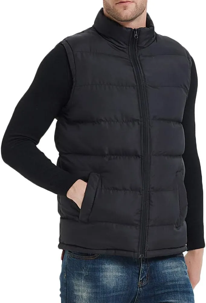 Mywu Mens Spring Fall Vest Puffer Lightweight Stand Collar Quilted Sleeveless Jackets