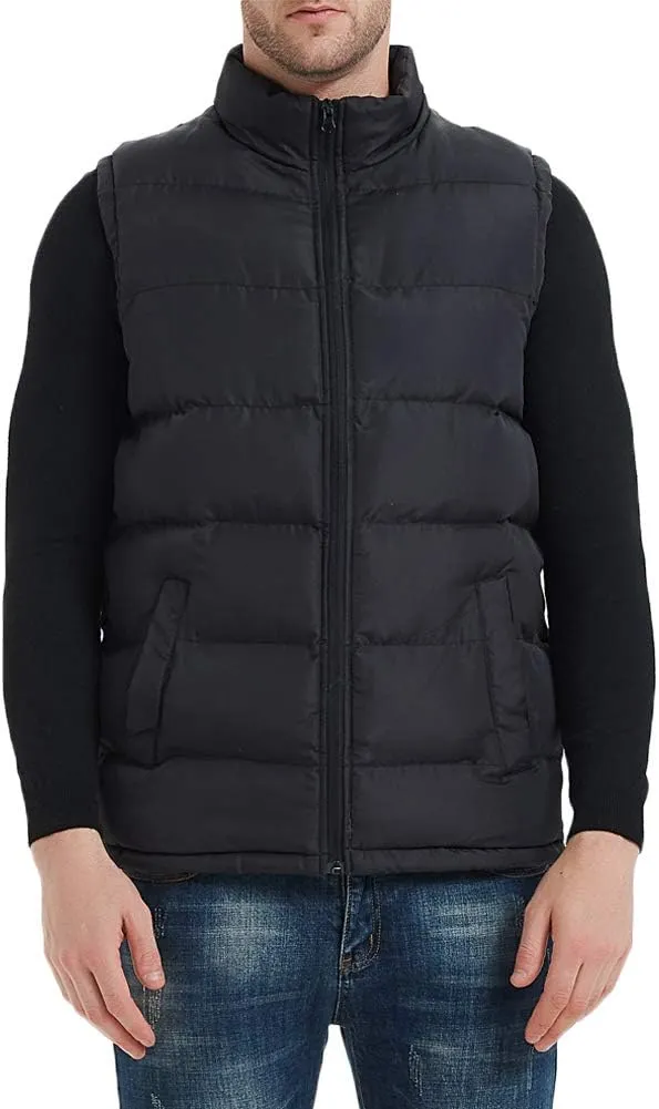 Mywu Mens Spring Fall Vest Puffer Lightweight Stand Collar Quilted Sleeveless Jackets
