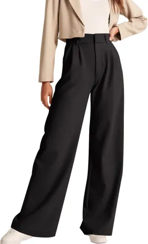 NIMIN Office Work Pants for Women High Waisted Dress Pants Straight Leg Business Casual Pants Black