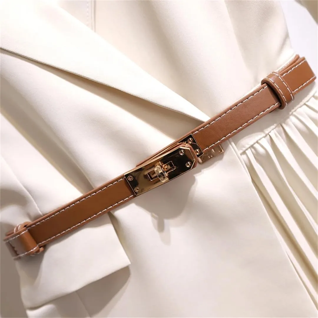 Office Lady Patchwork Blazer Dress Autumn Elegant Long Sleeve Notched Collar Belt Pleated Vestidos
