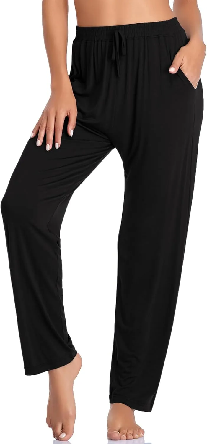 OLIKEME Womens Yoga Pants Loose Comfy Casual Lounge Pants Wide Leg Running Pants Lightweight Workout Pants with Pockets