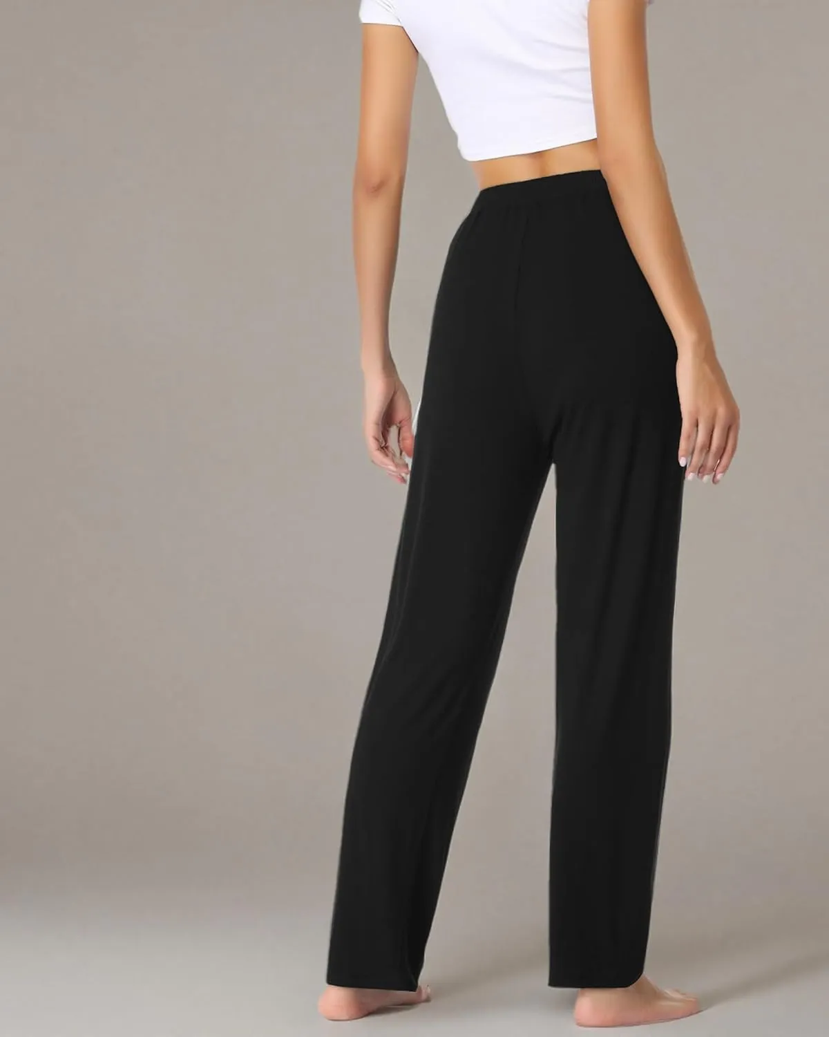 OLIKEME Womens Yoga Pants Loose Comfy Casual Lounge Pants Wide Leg Running Pants Lightweight Workout Pants with Pockets