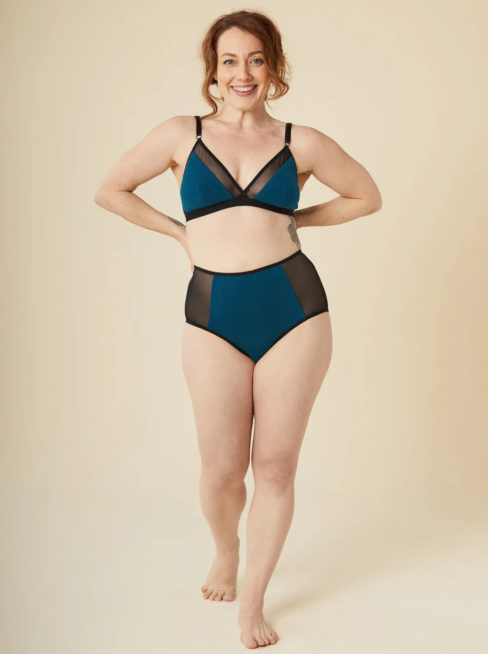 Organic Cotton   Tencel Stretch Knit Jersey - Deep Teal - Swatch
