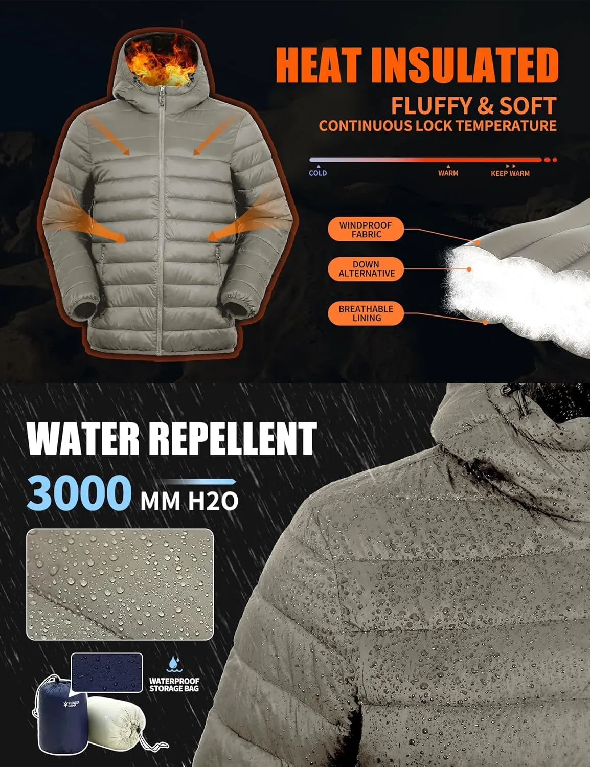 Pioneer Camp Mens Lightweight Packable Puffer Jacket Hooded Insulated Thermal Puffy Winter Jackets for Running Travel