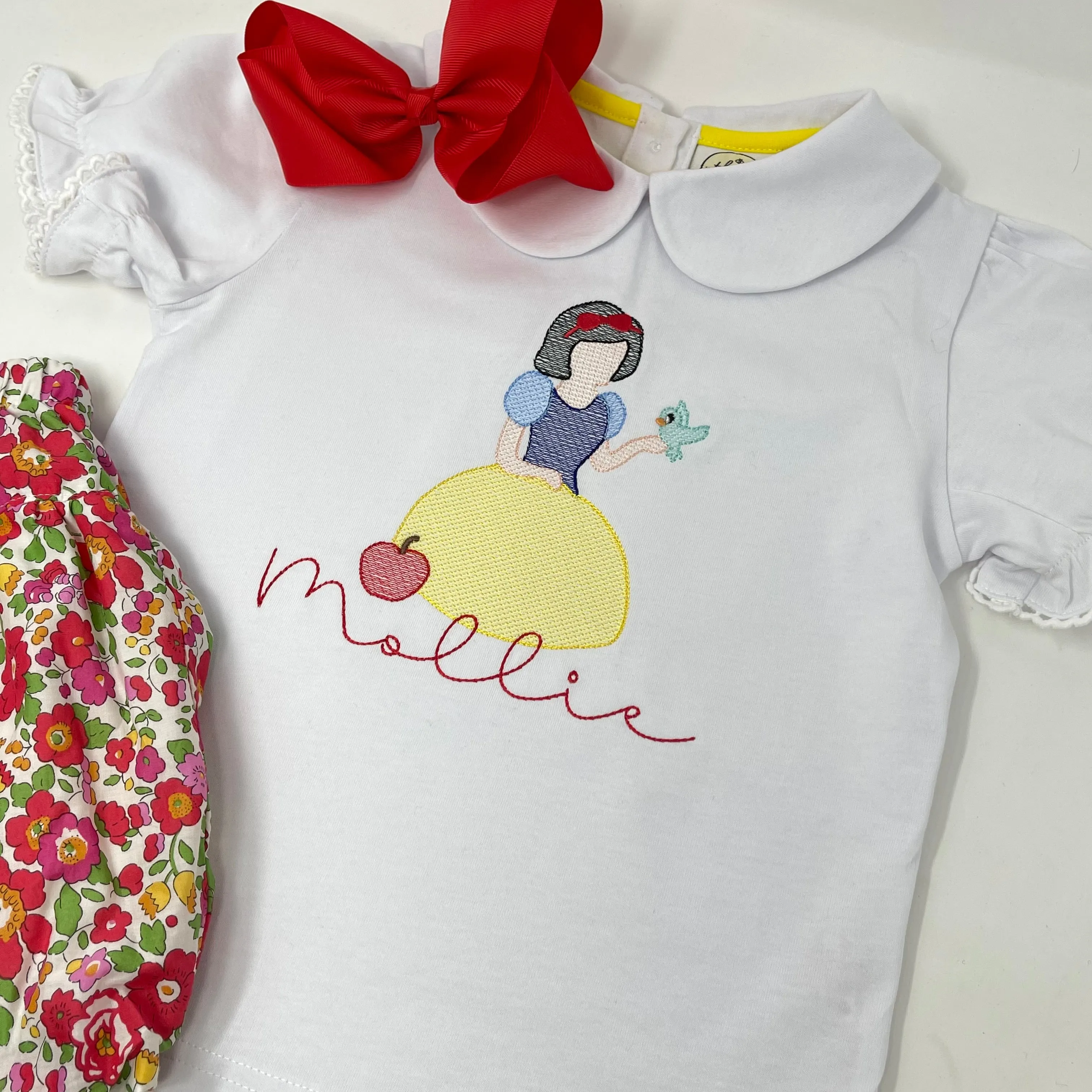 Princess with Bird Girls Embroidered Top