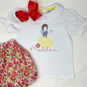 Princess with Bird Girls Embroidered Top