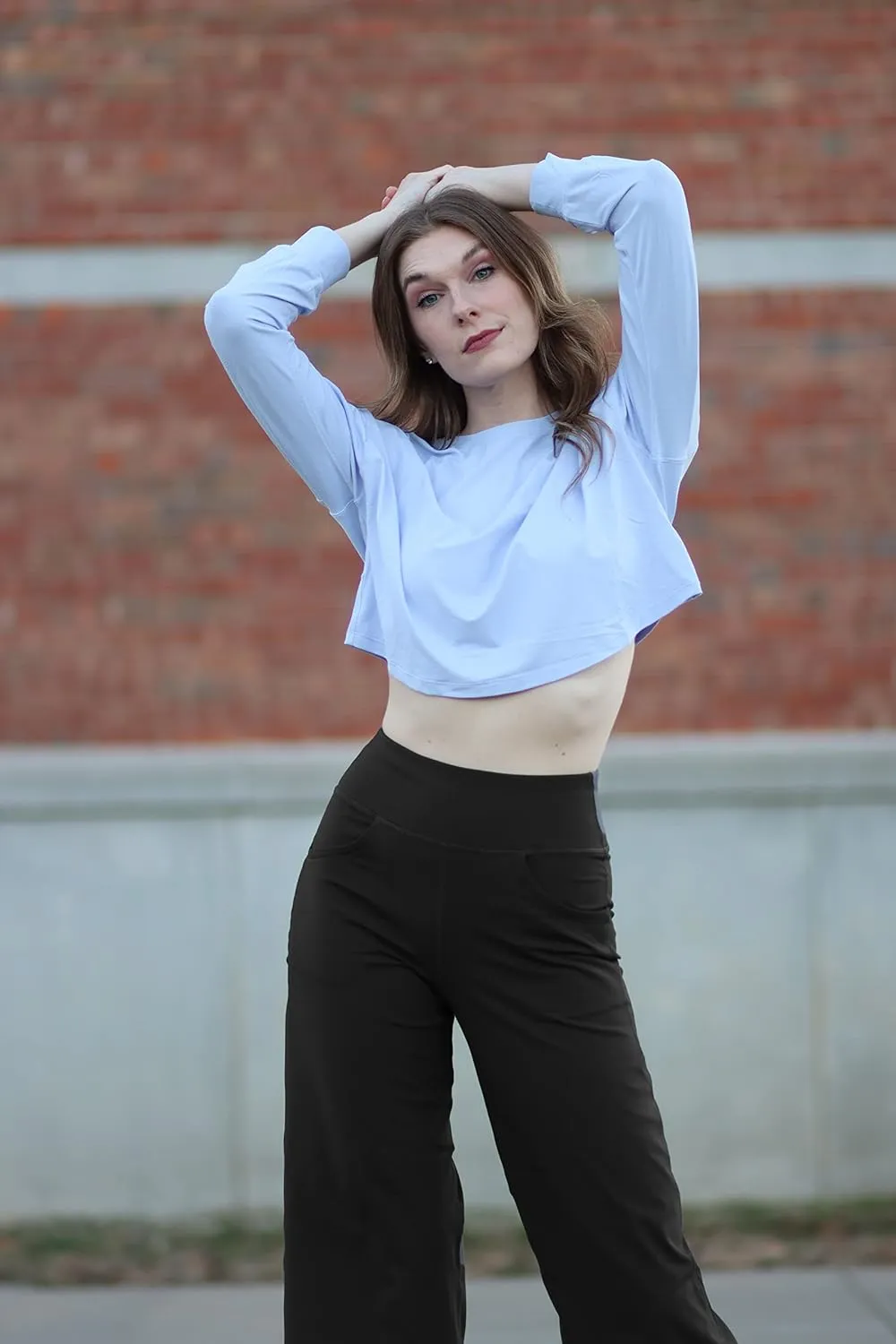 Promover Capri Pants for Women Wide Leg Yoga Cropped Pants with Pockets Loose Casual Summer Pants