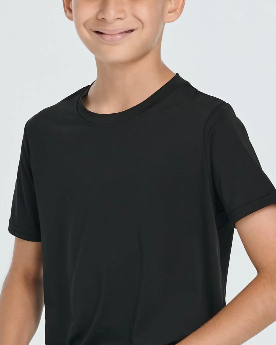 Real Essentials 5 Pack: Youth Dry-Fit Wicking Active Athletic Performance Short Sleeve T-Shirt Boys & Girls Shirts