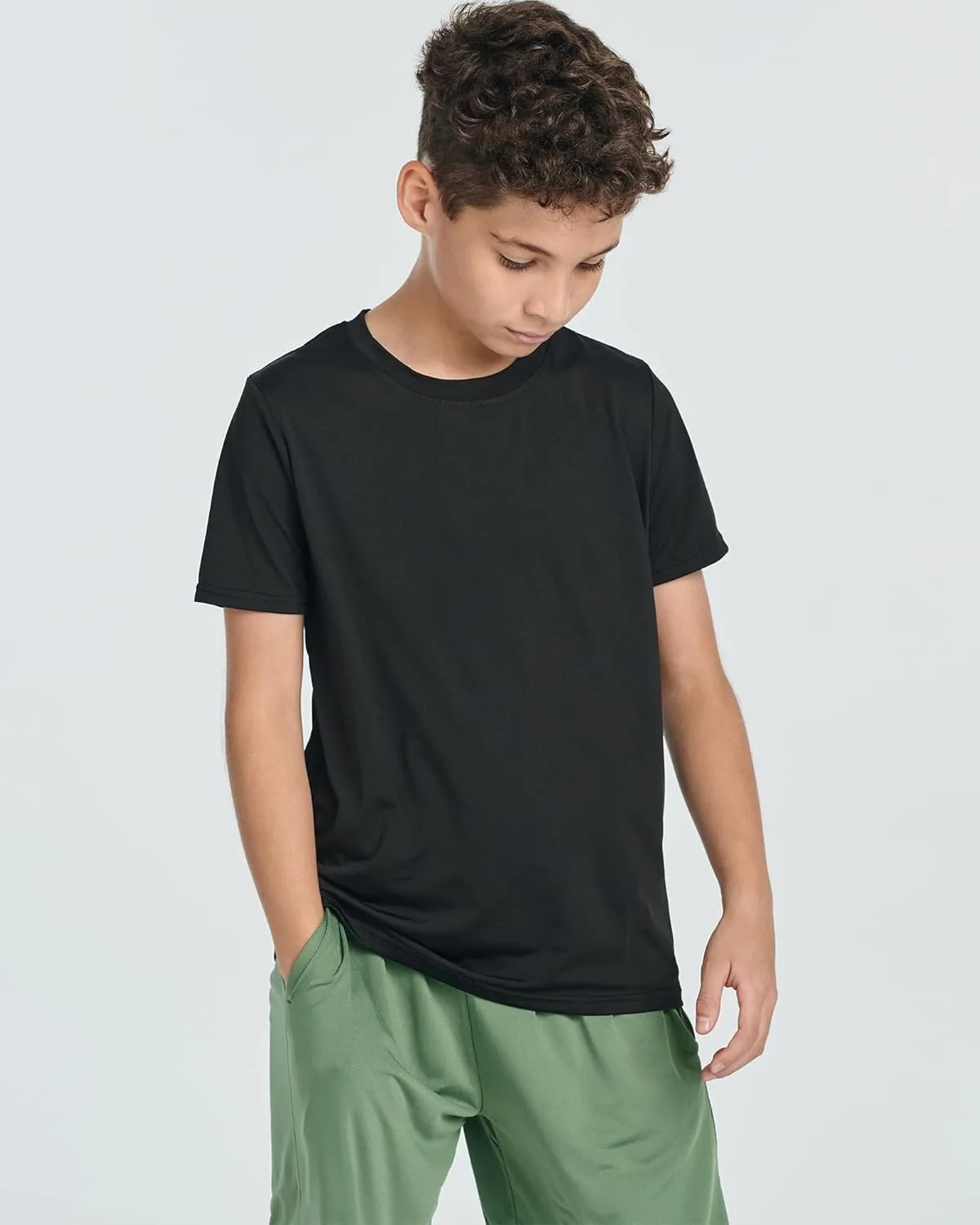 Real Essentials 5 Pack: Youth Dry-Fit Wicking Active Athletic Performance Short Sleeve T-Shirt Boys & Girls Shirts